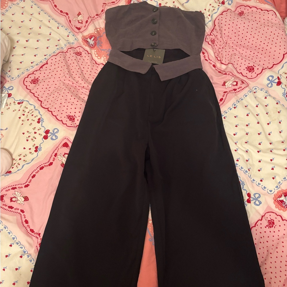 Le Lis Purple and Black Jumpsuit